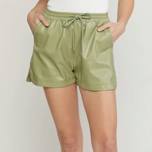 Faux Leather Shorts {Olive}